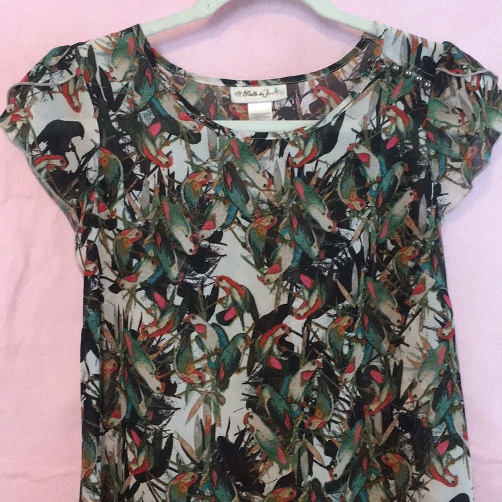 Midi sheer dress with bird print